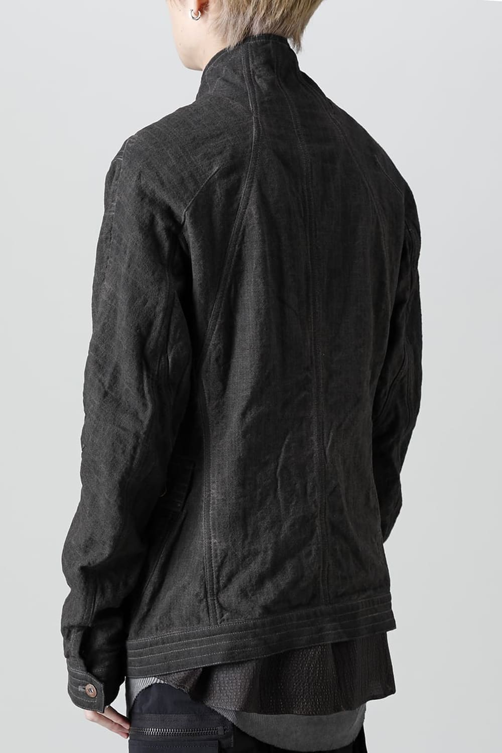 コットン×リネンランダムディンプルストレッチワーカージャケット  マッドブラウン