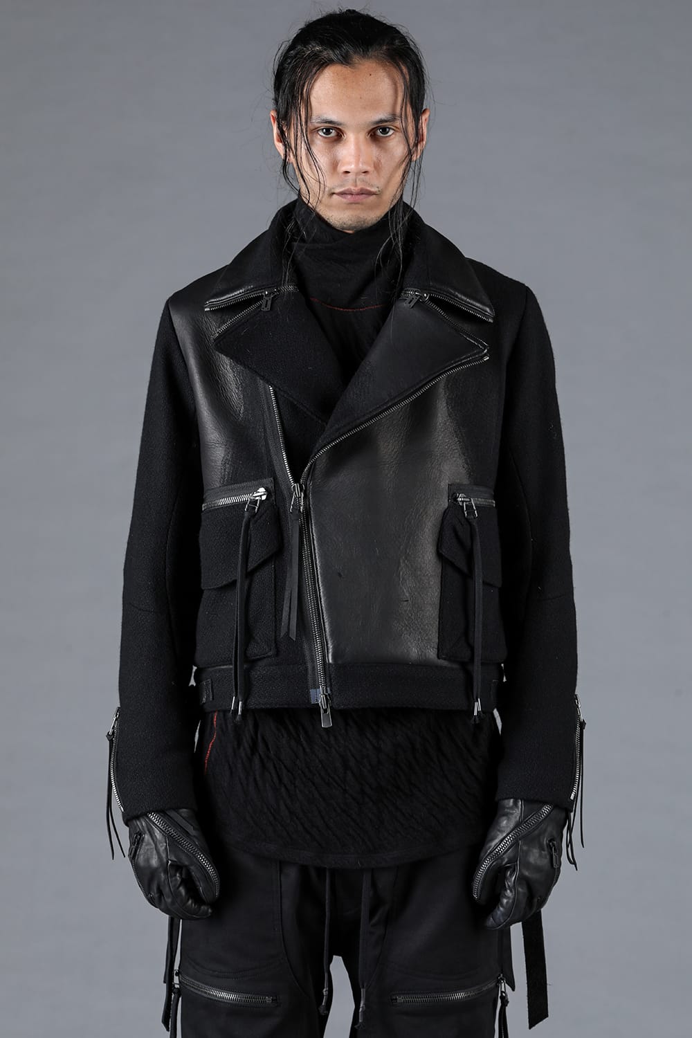 Leather Needle Punch Crop Rider Jacket