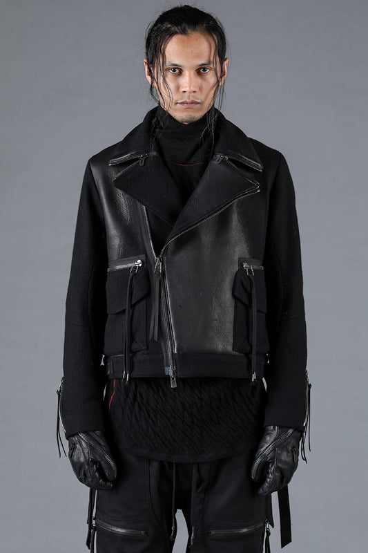 Leather Needle Punch Crop Rider Jacket