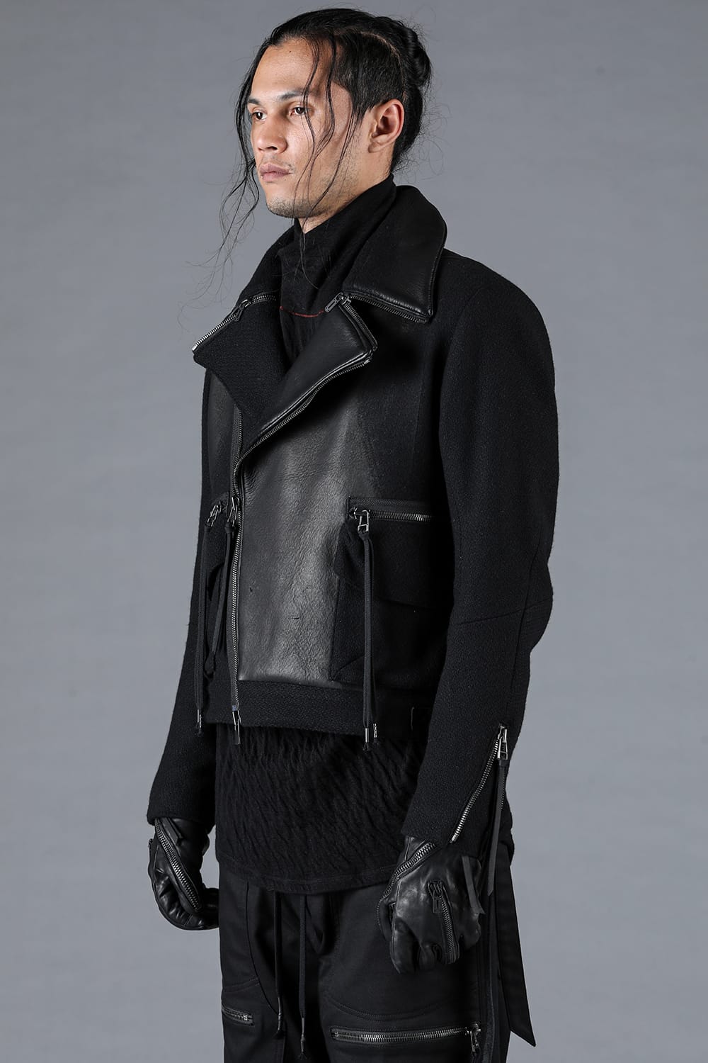 Leather Needle Punch Crop Rider Jacket