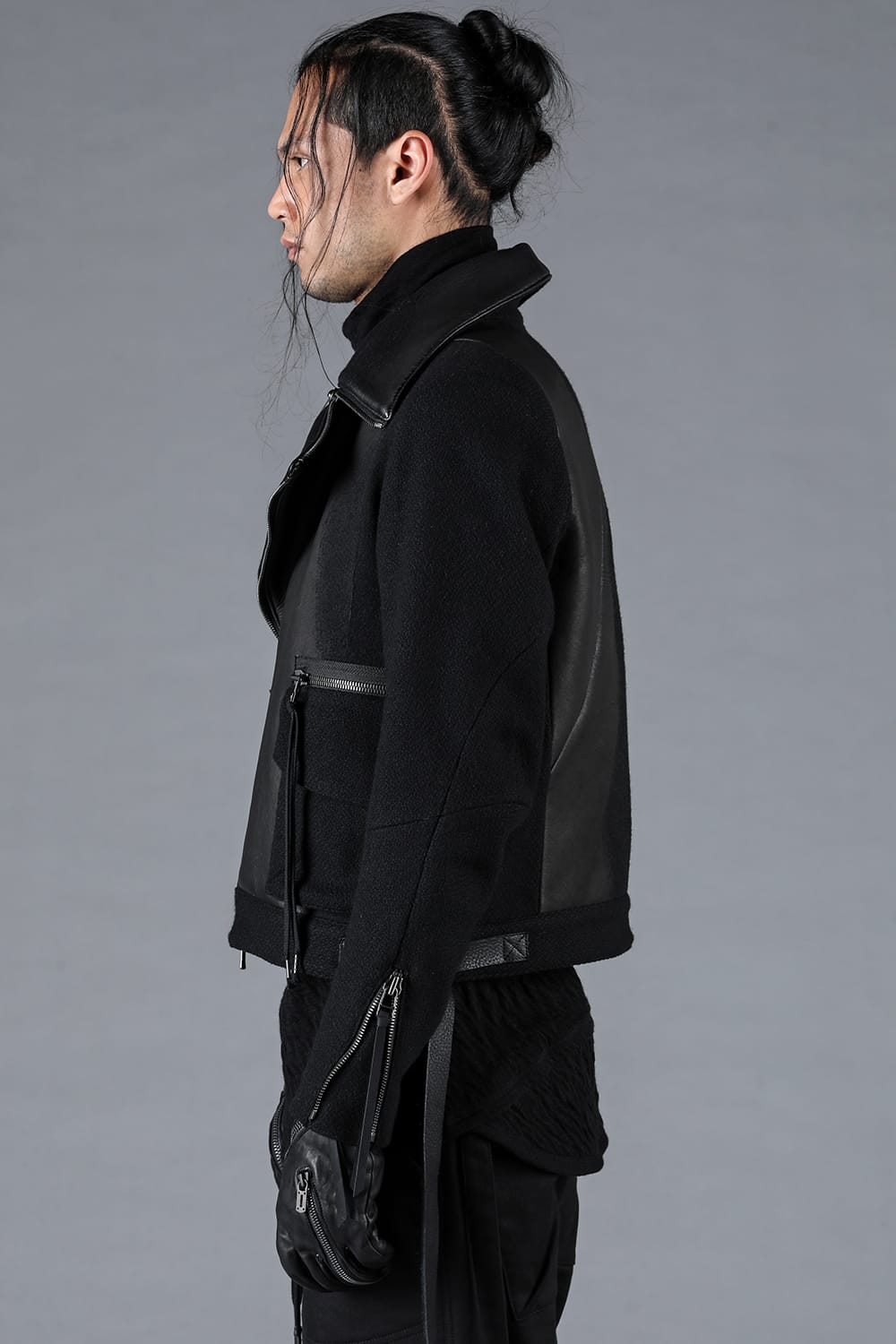 Leather Needle Punch Crop Rider Jacket