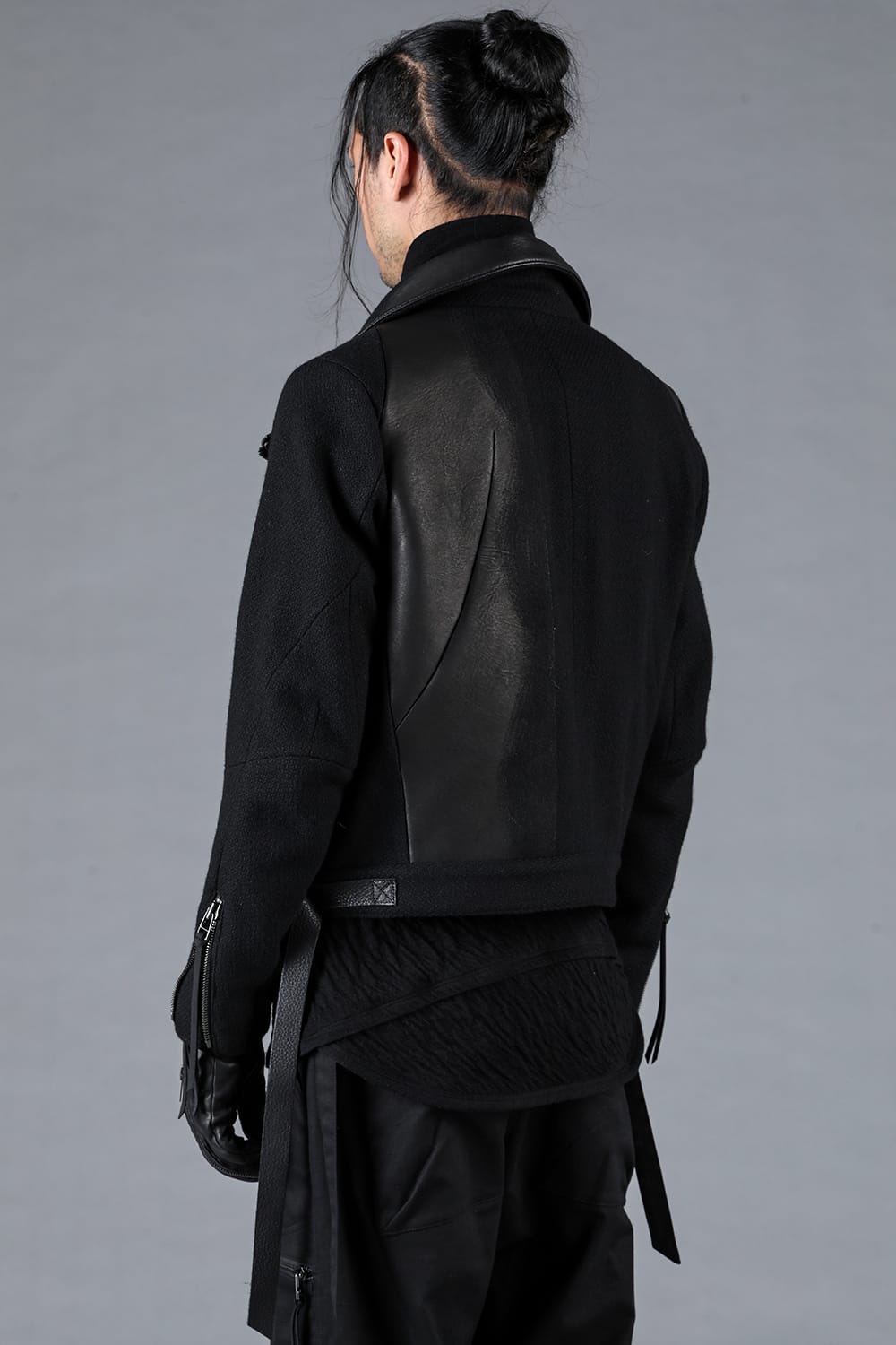 Leather Needle Punch Crop Rider Jacket