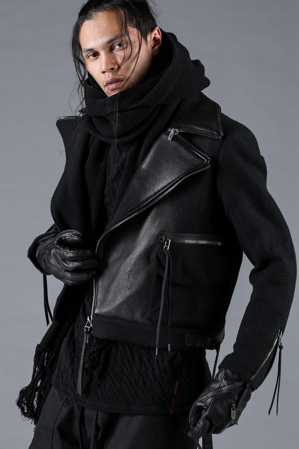 Leather Needle Punch Crop Rider Jacket
