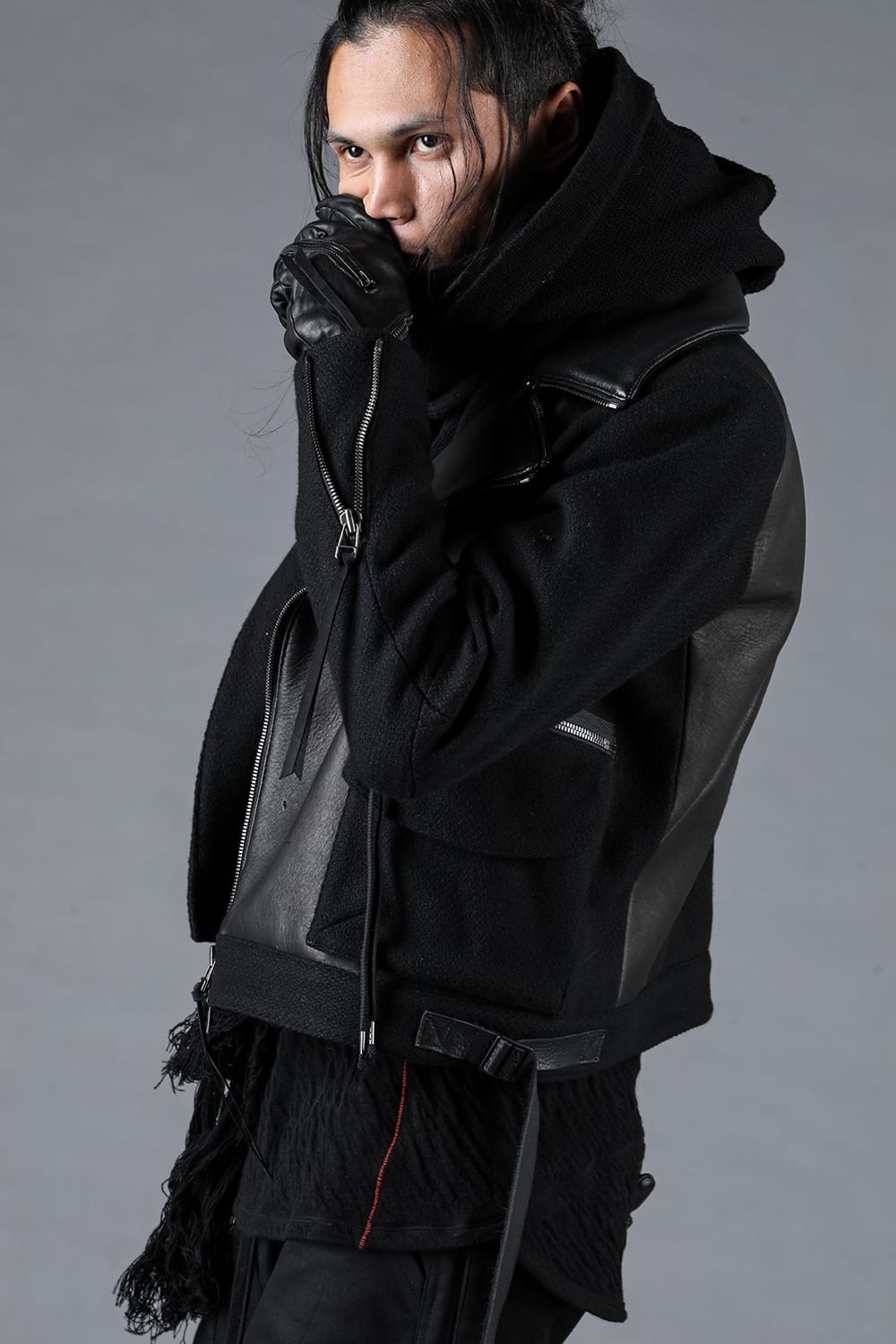 Leather Needle Punch Crop Rider Jacket