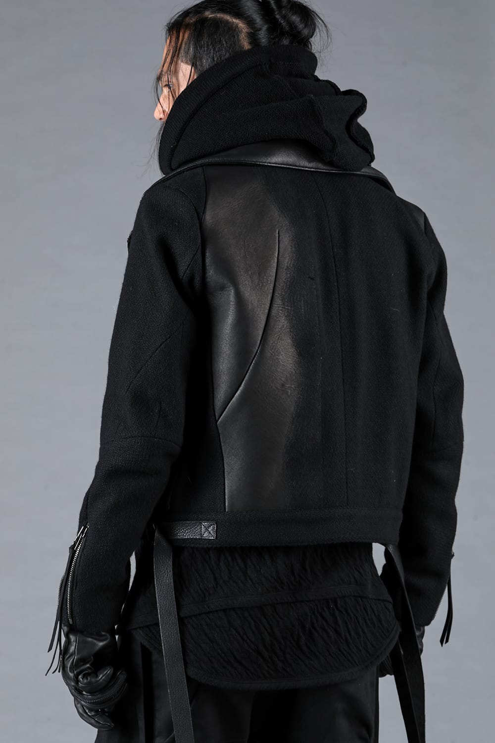 Leather Needle Punch Crop Rider Jacket