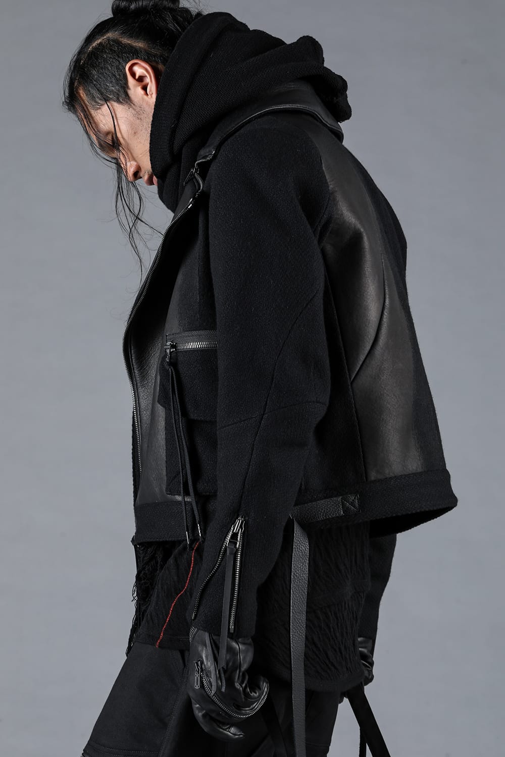 Leather Needle Punch Crop Rider Jacket