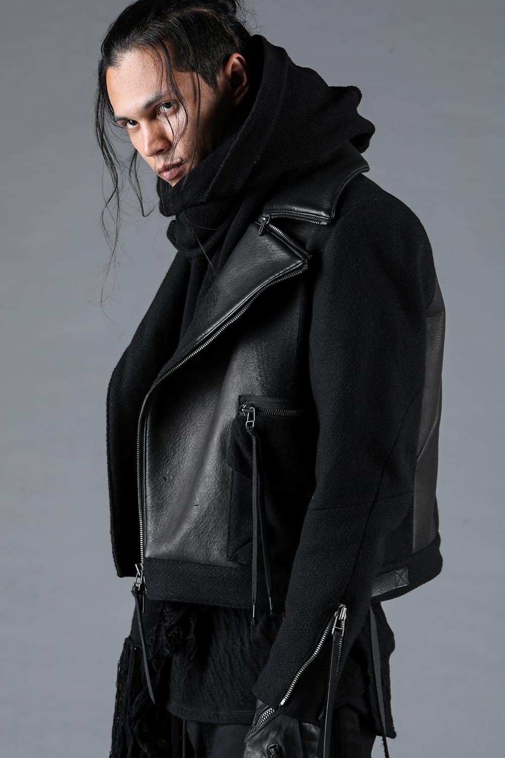Leather Needle Punch Crop Rider Jacket