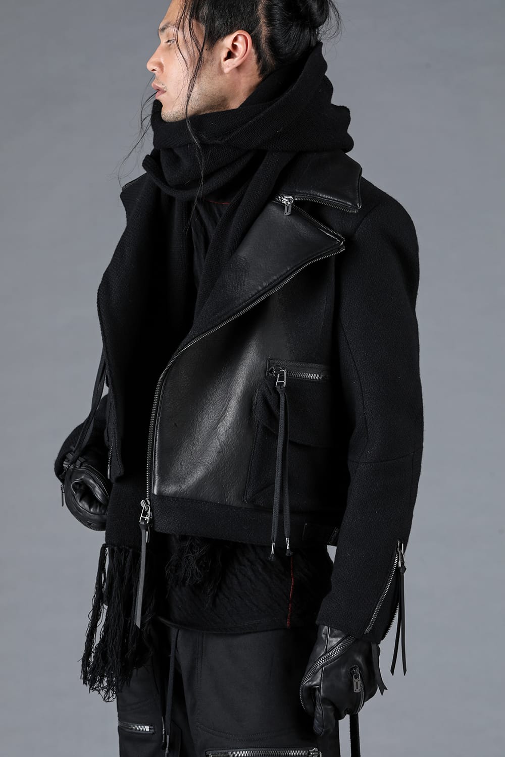 Leather Needle Punch Crop Rider Jacket