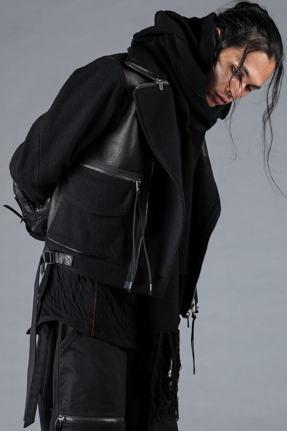 Leather Needle Punch Crop Rider Jacket