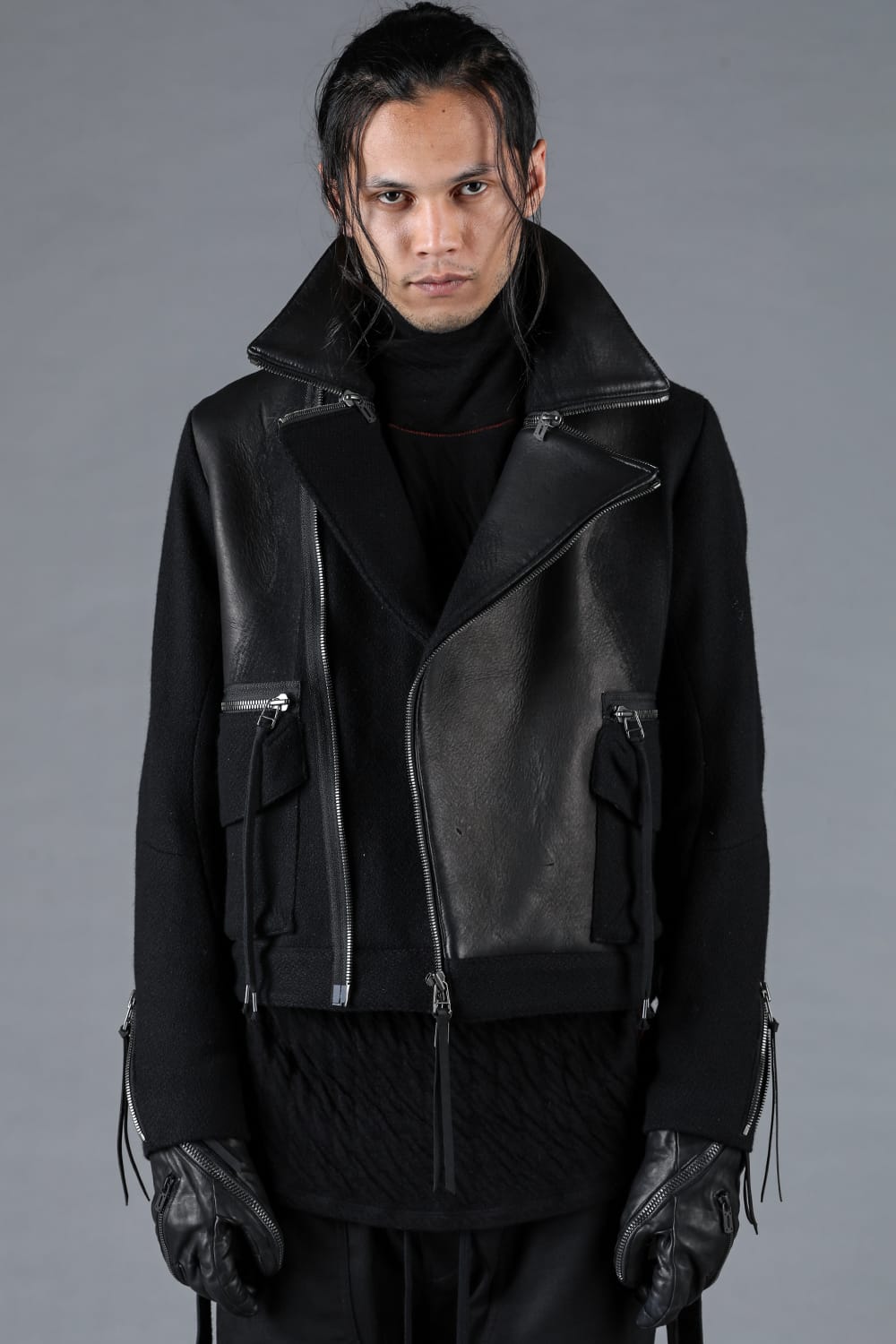 Leather Needle Punch Crop Rider Jacket