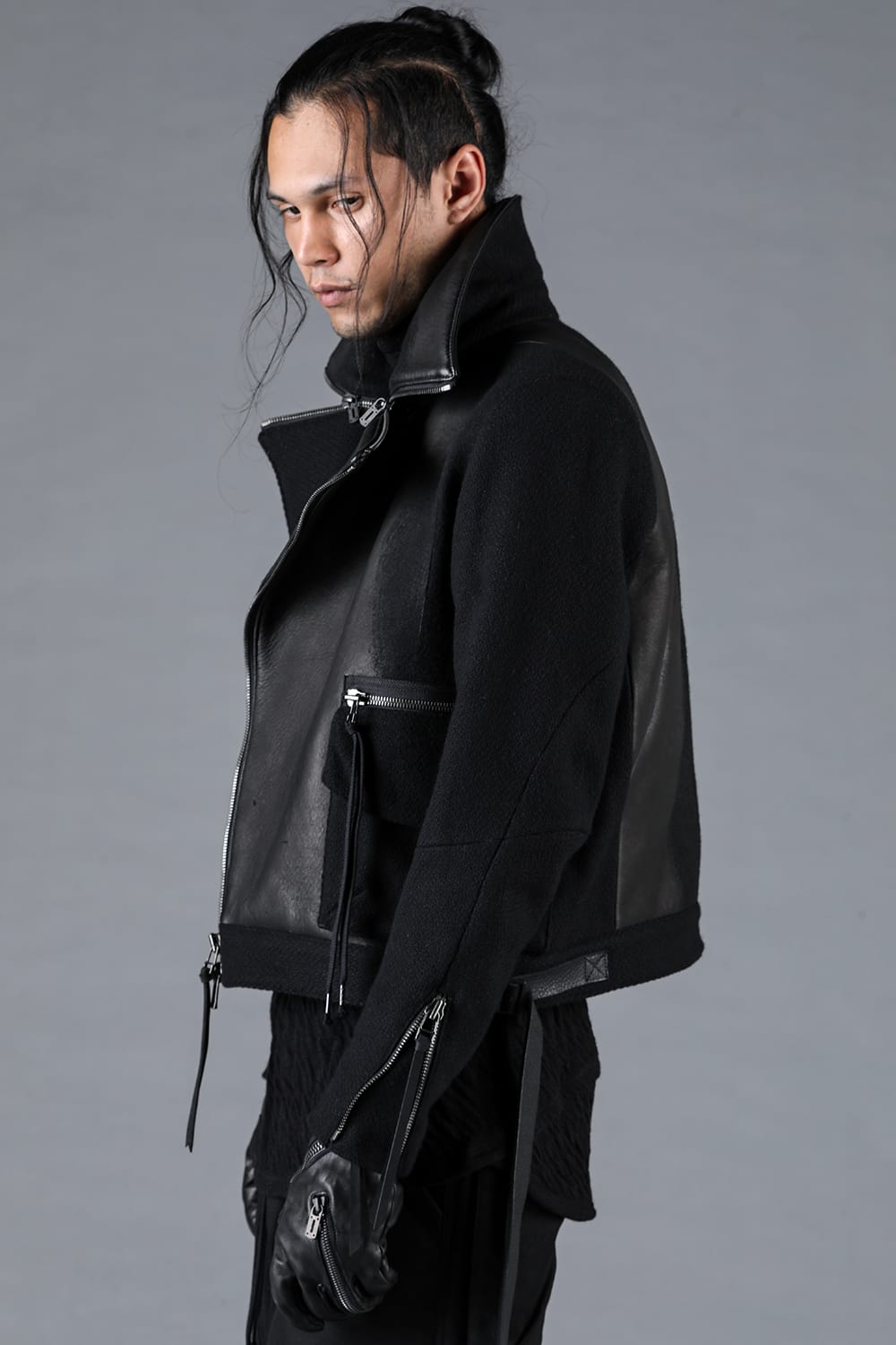 Leather Needle Punch Crop Rider Jacket