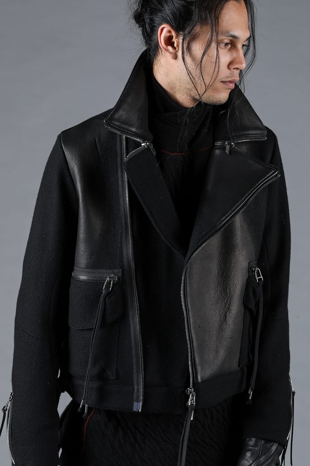 Leather Needle Punch Crop Rider Jacket