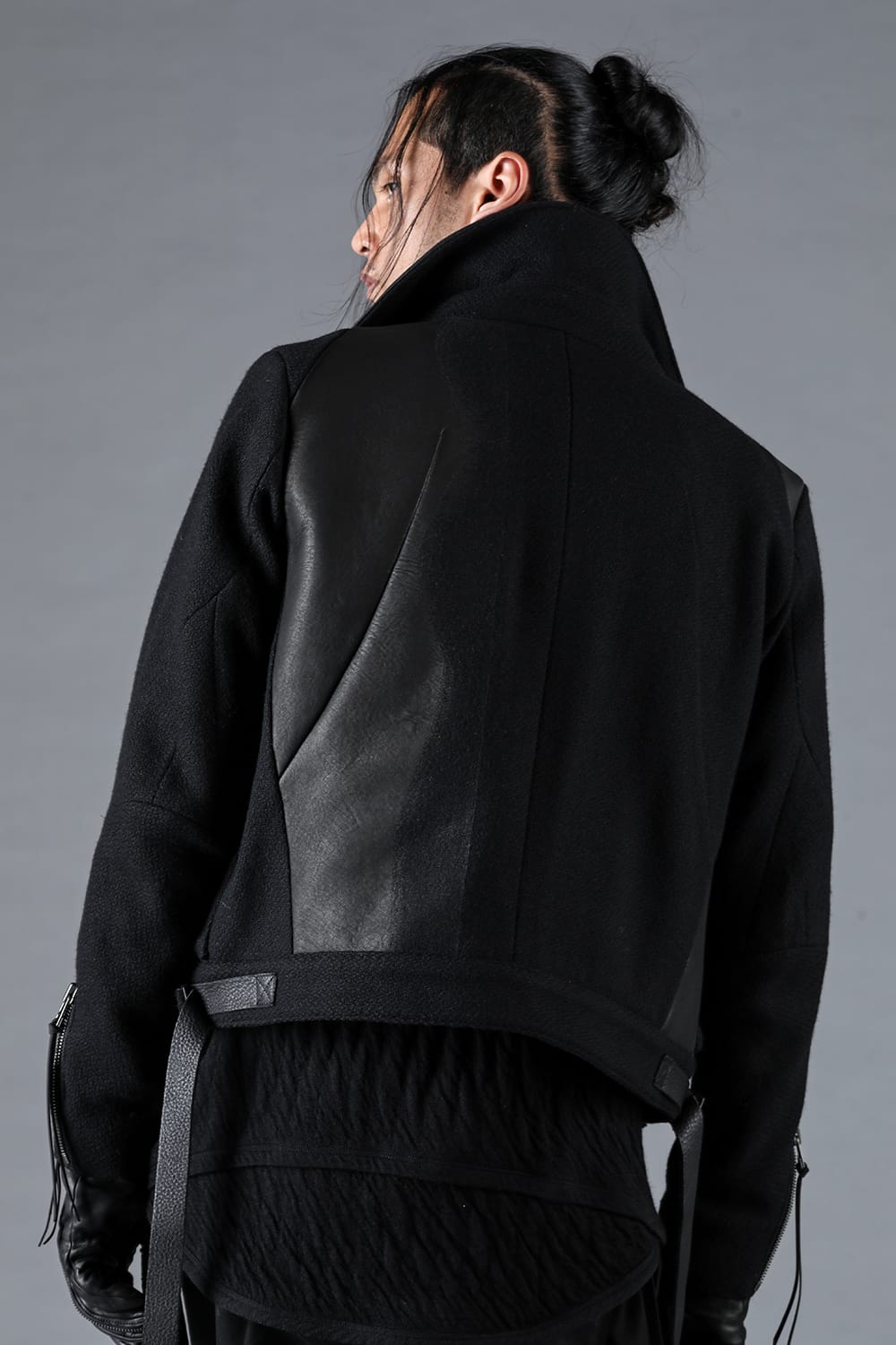 Leather Needle Punch Crop Rider Jacket