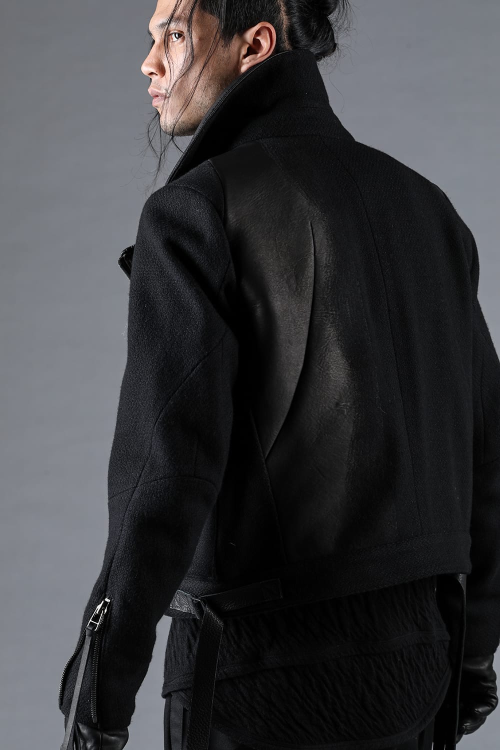 Leather Needle Punch Crop Rider Jacket