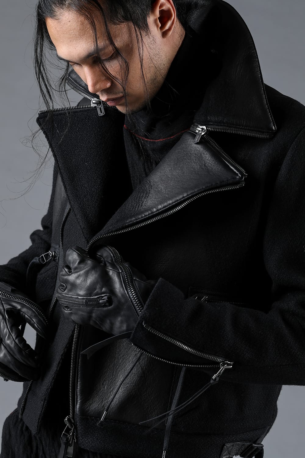Leather Needle Punch Crop Rider Jacket
