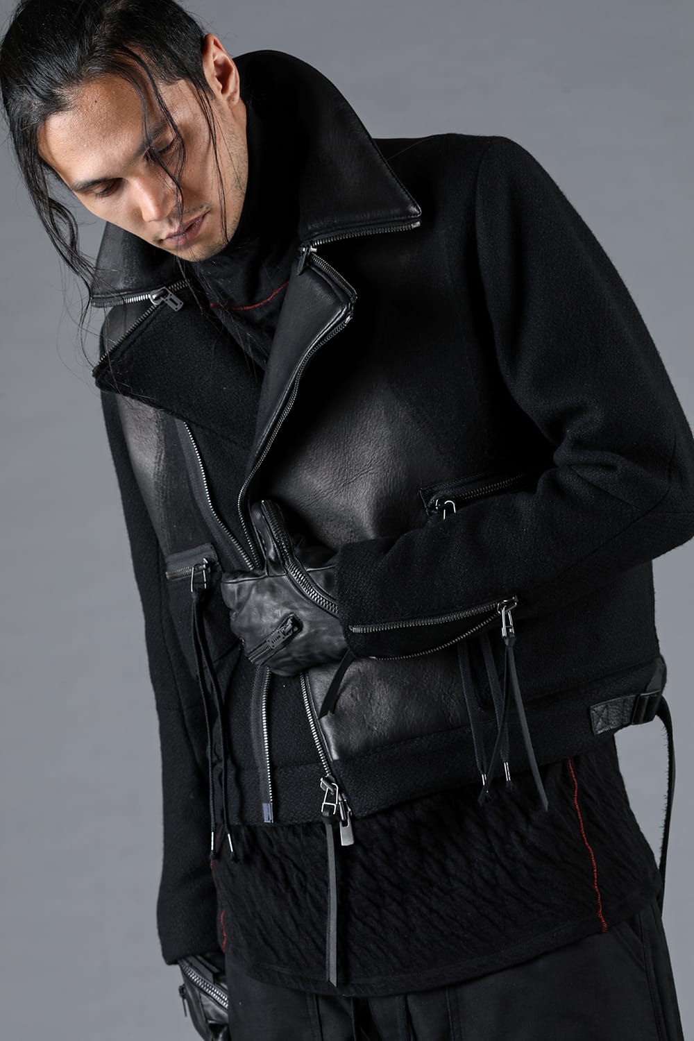 Leather Needle Punch Crop Rider Jacket