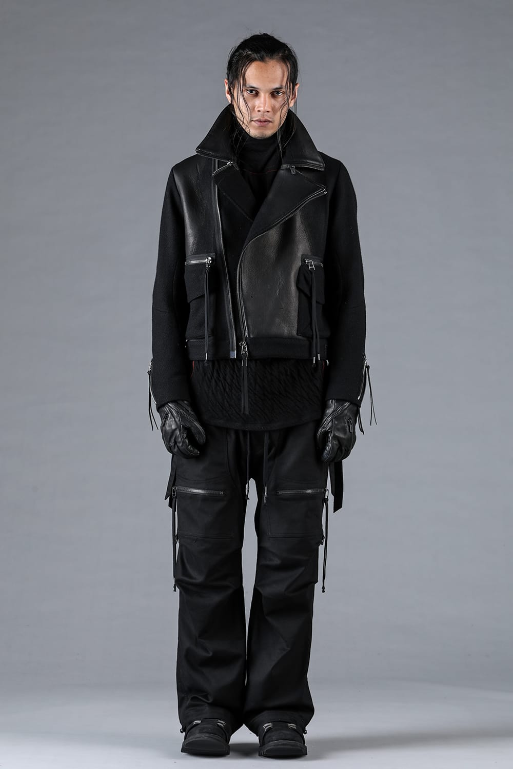 Leather Needle Punch Crop Rider Jacket