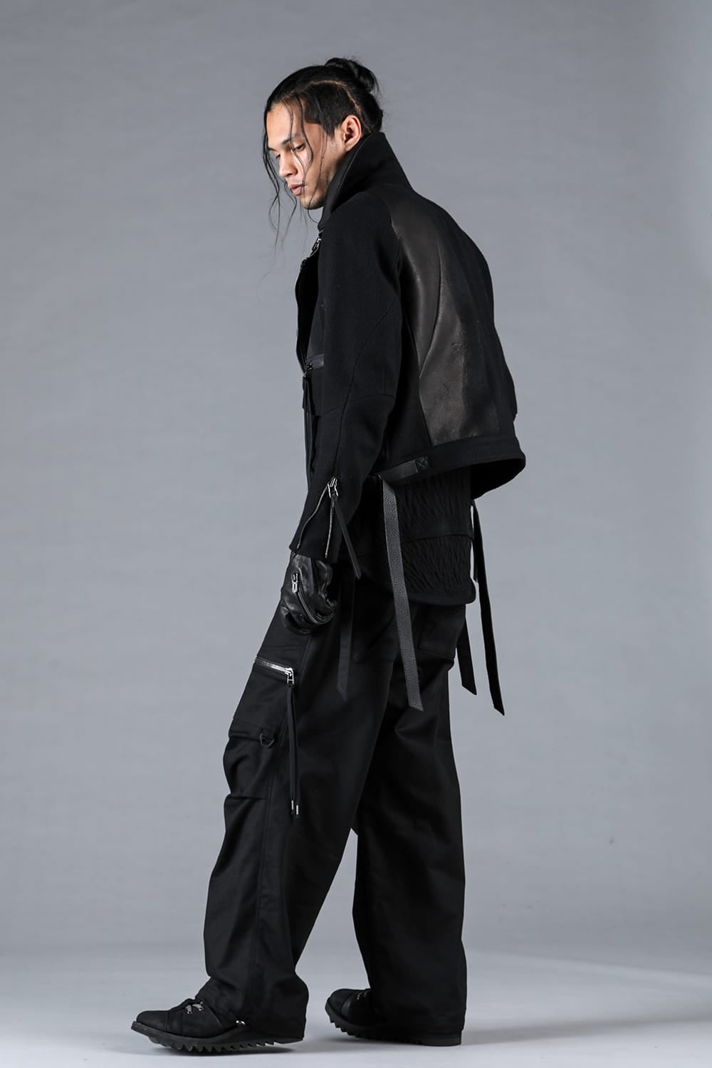 Leather Needle Punch Crop Rider Jacket