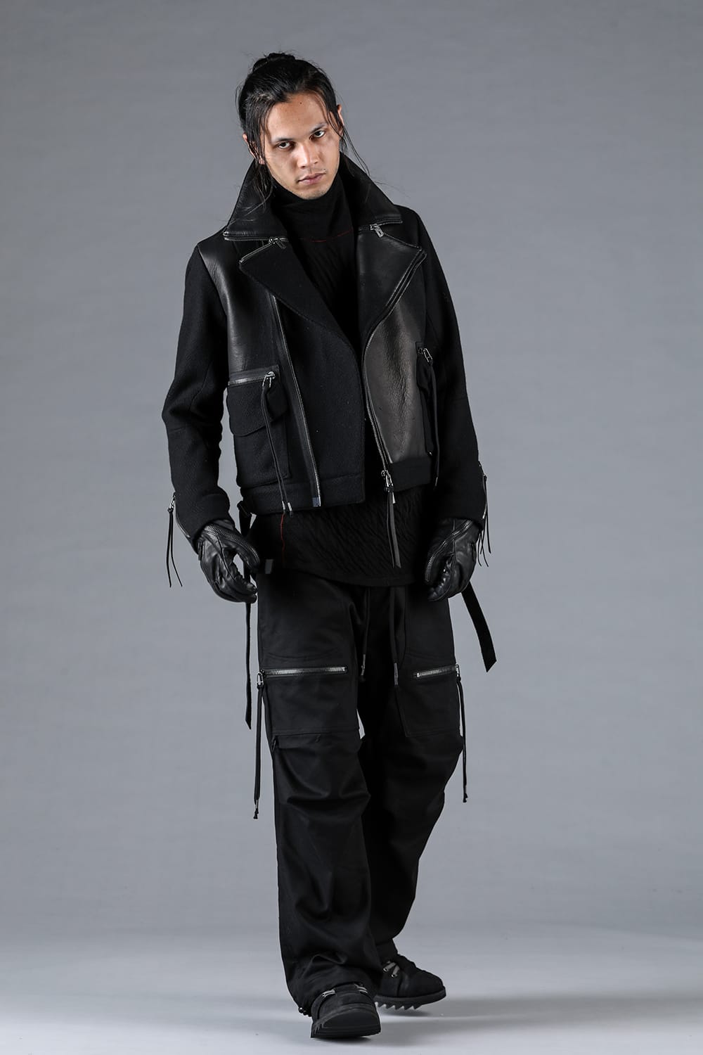 Leather Needle Punch Crop Rider Jacket