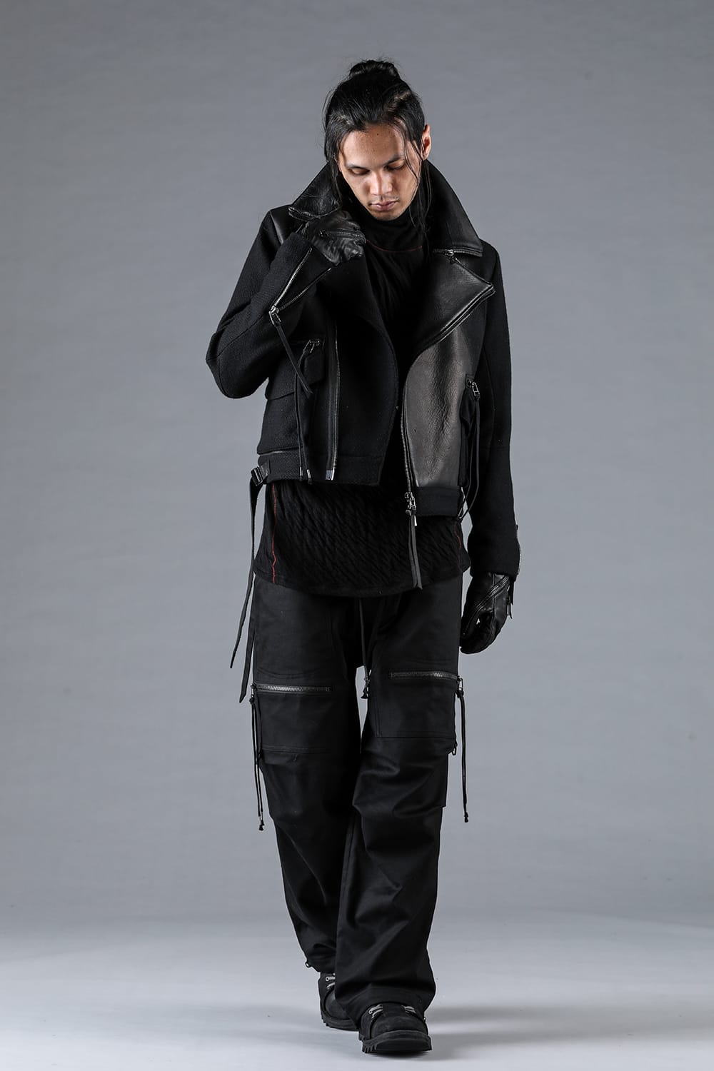 Leather Needle Punch Crop Rider Jacket