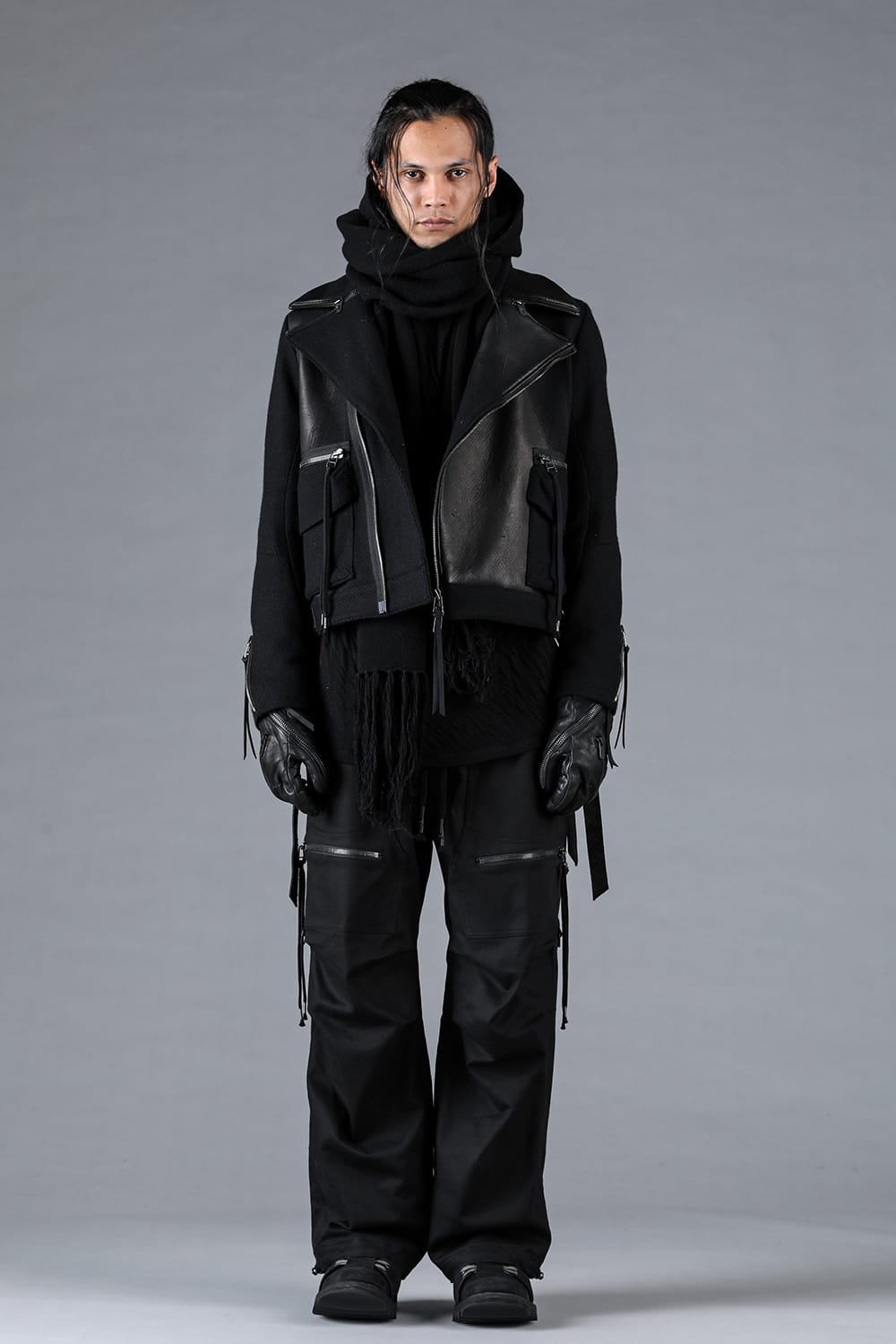 Leather Needle Punch Crop Rider Jacket