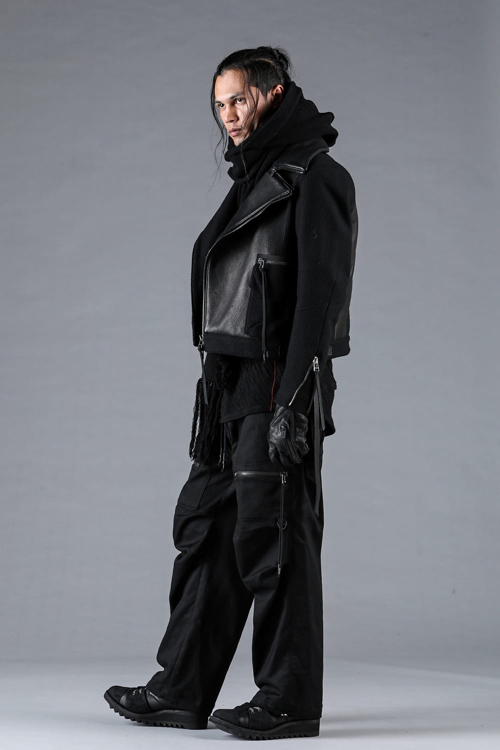 Leather Needle Punch Crop Rider Jacket