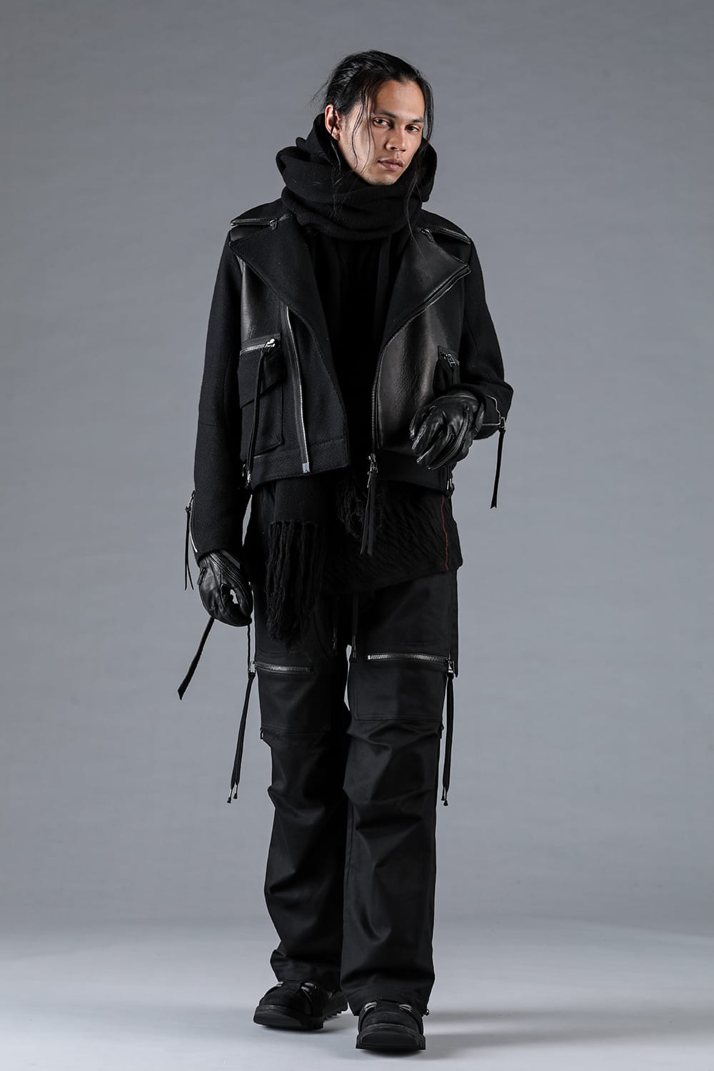 Leather Needle Punch Crop Rider Jacket