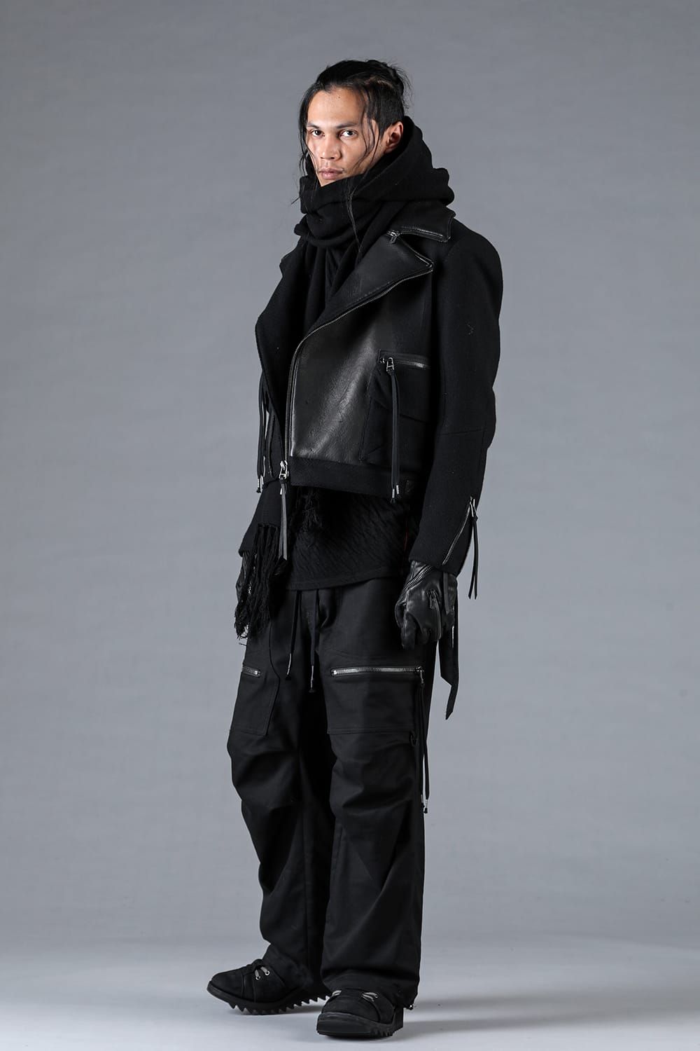 Leather Needle Punch Crop Rider Jacket