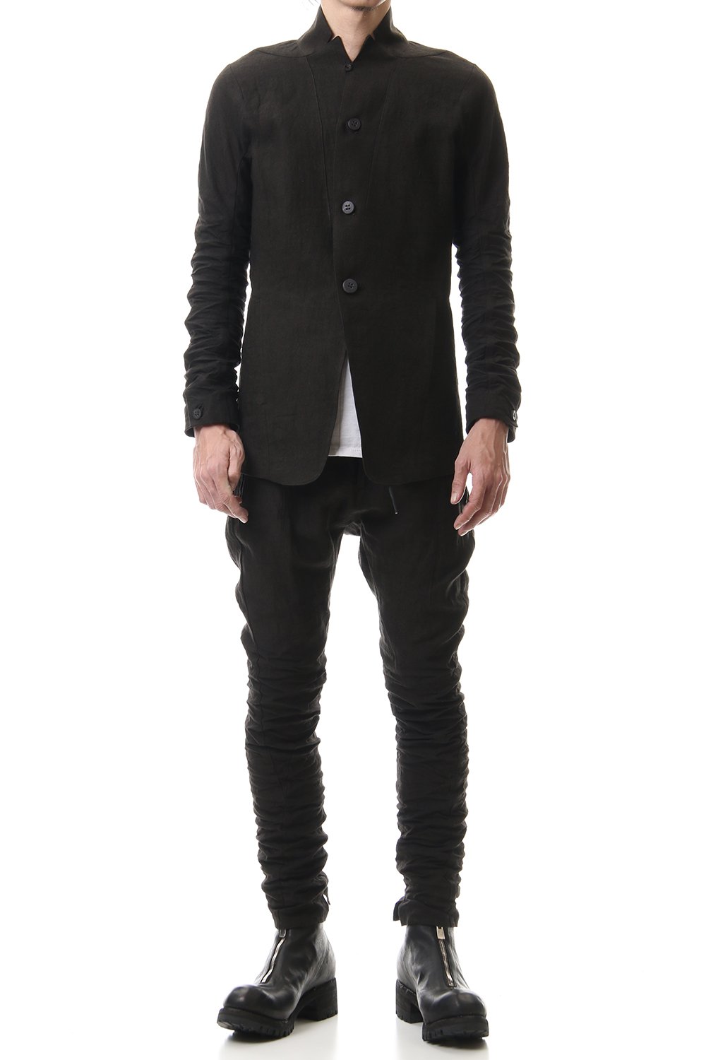 Hand Dyed Linen Drop Crotch Slim Pants