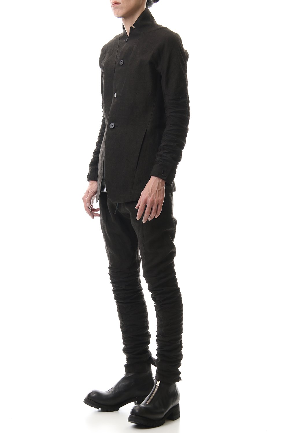 Hand Dyed Linen Drop Crotch Slim Pants