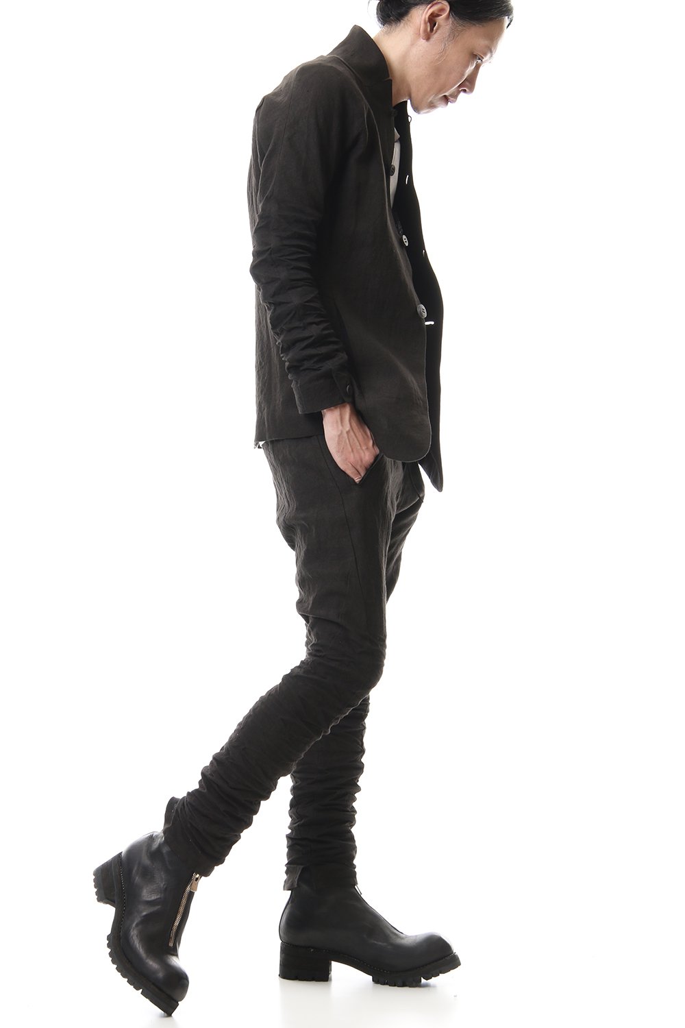 Hand Dyed Linen Drop Crotch Slim Pants