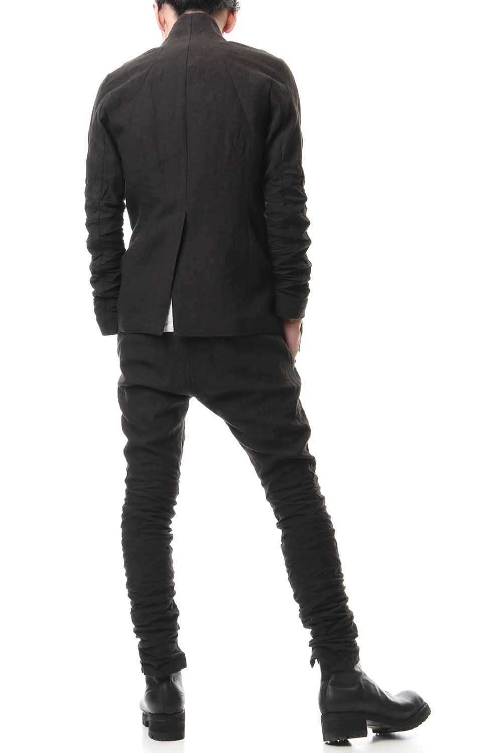 Hand Dyed Linen Drop Crotch Slim Pants