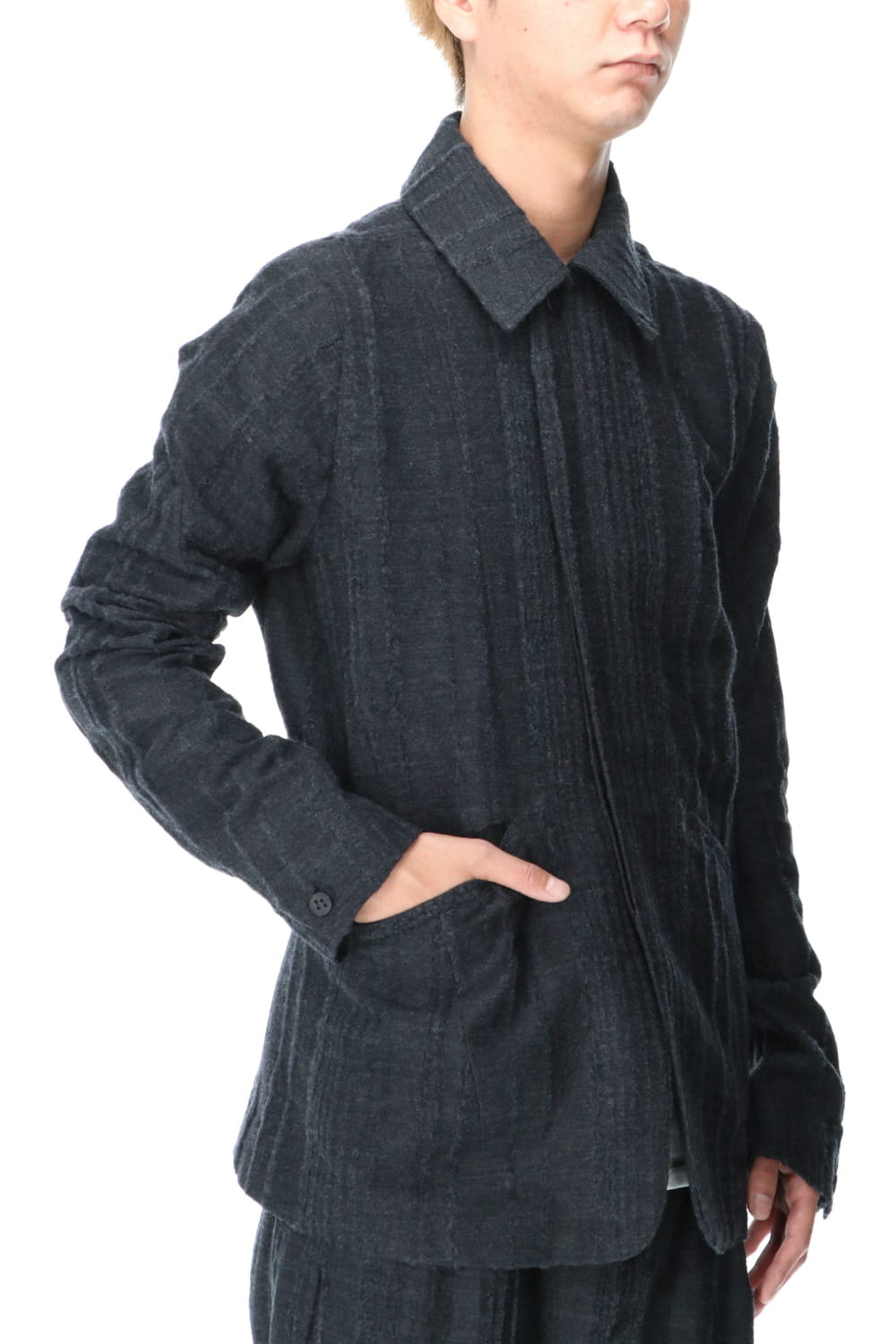 Wool Rayon Tear Jacquard stripe jacket