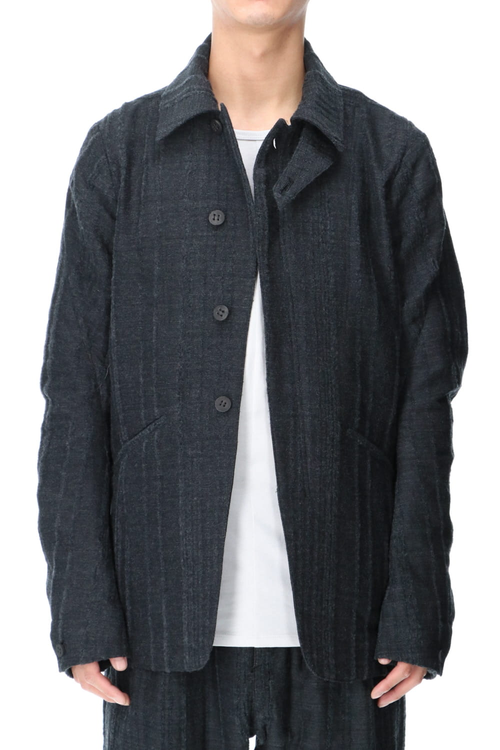 Wool Rayon Tear Jacquard stripe jacket