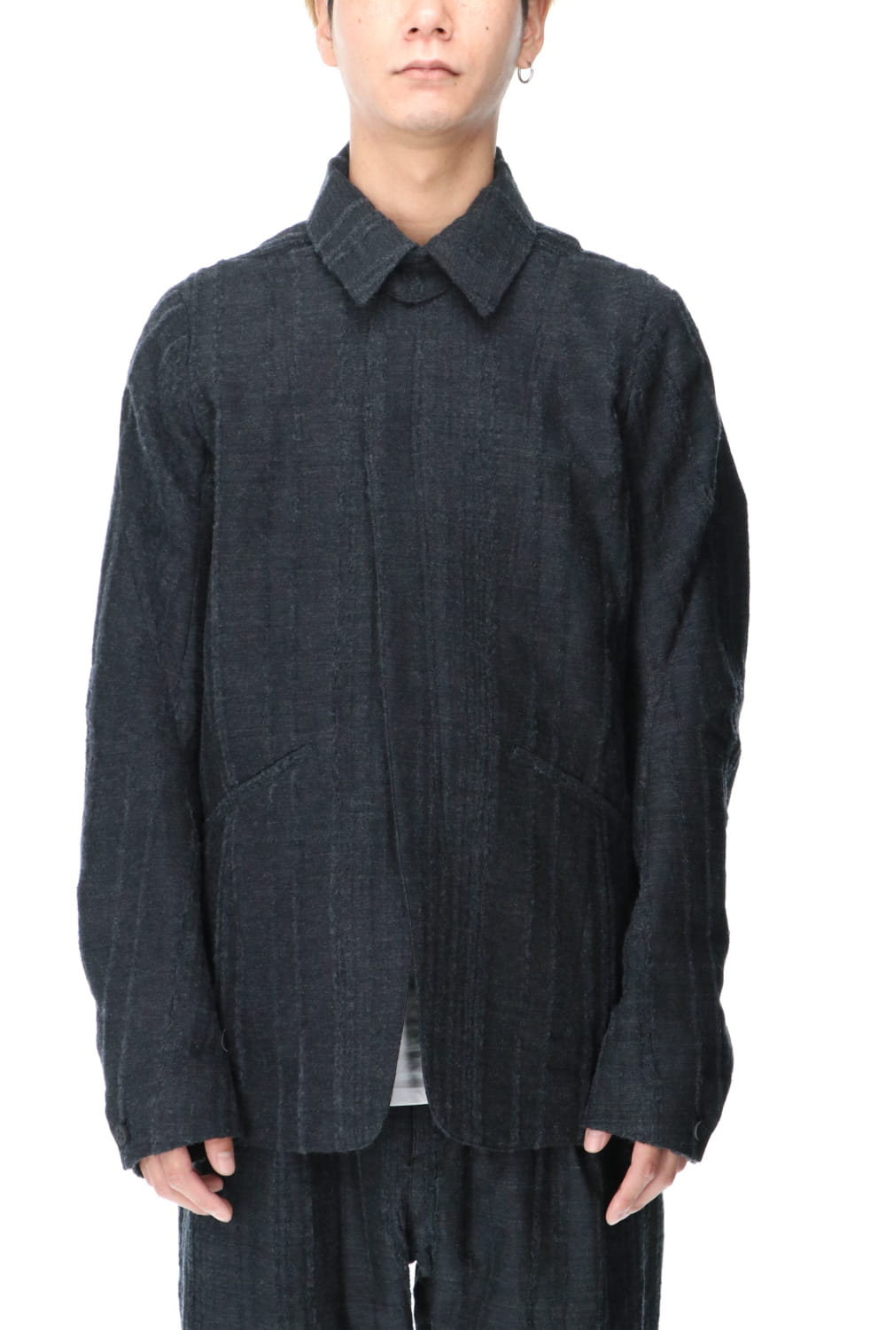 Wool Rayon Tear Jacquard stripe jacket