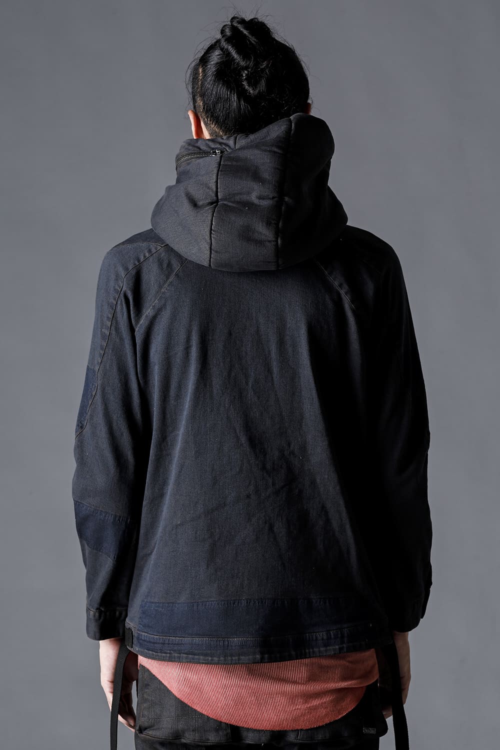 Mud-Finished 8Oz Light Stretch Denim Hooded Jacket Mud Indigo Brown