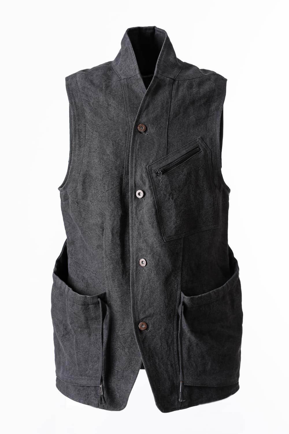 墨染和紙×リネン高密度ツイルベスト  ブラック