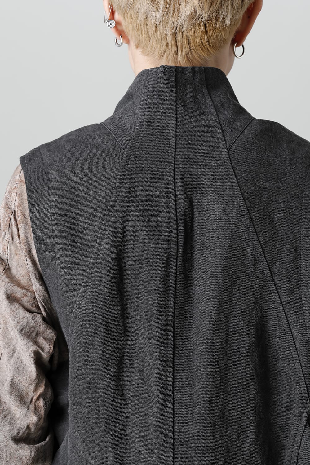 墨染和紙×リネン高密度ツイルベスト  ブラック