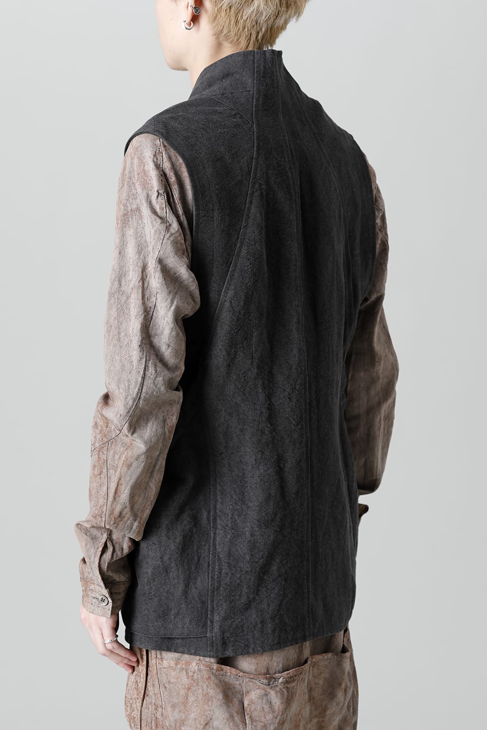 墨染和紙×リネン高密度ツイルベスト  ブラック