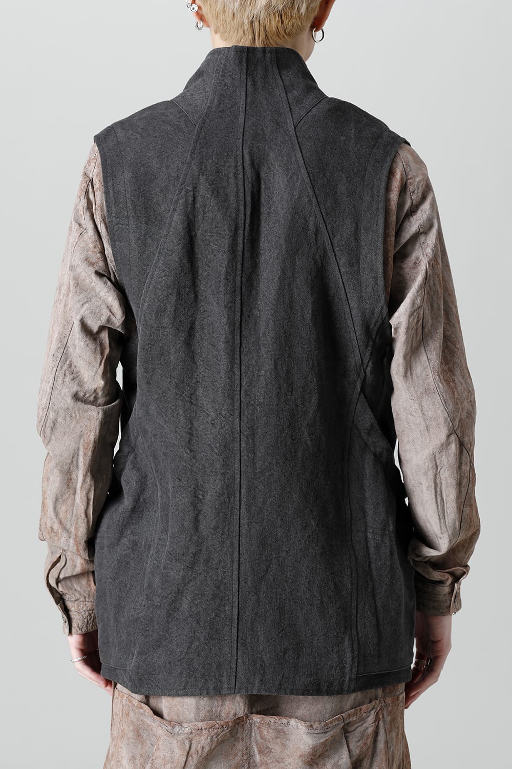 墨染和紙×リネン高密度ツイルベスト  ブラック