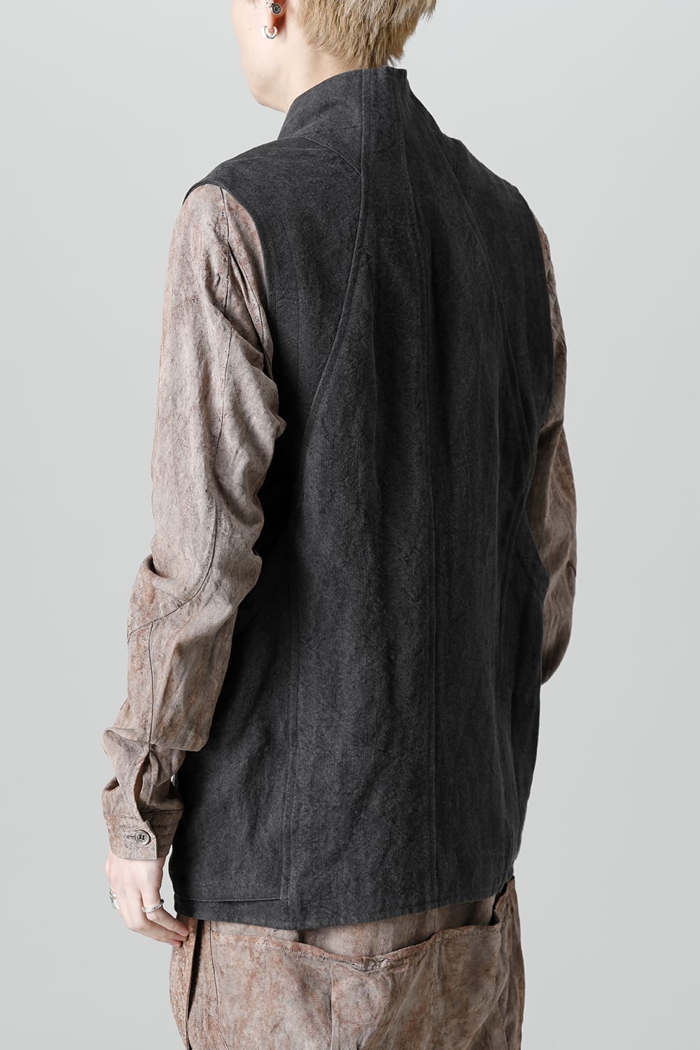 墨染和紙×リネン高密度ツイルベスト  ブラック