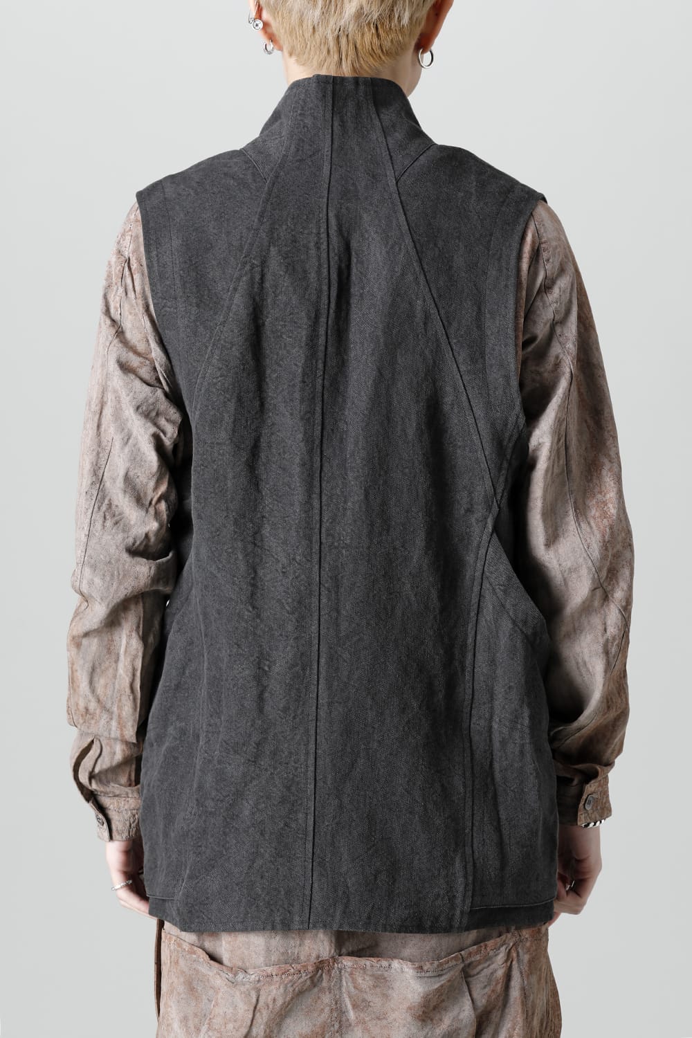 墨染和紙×リネン高密度ツイルベスト  ブラック