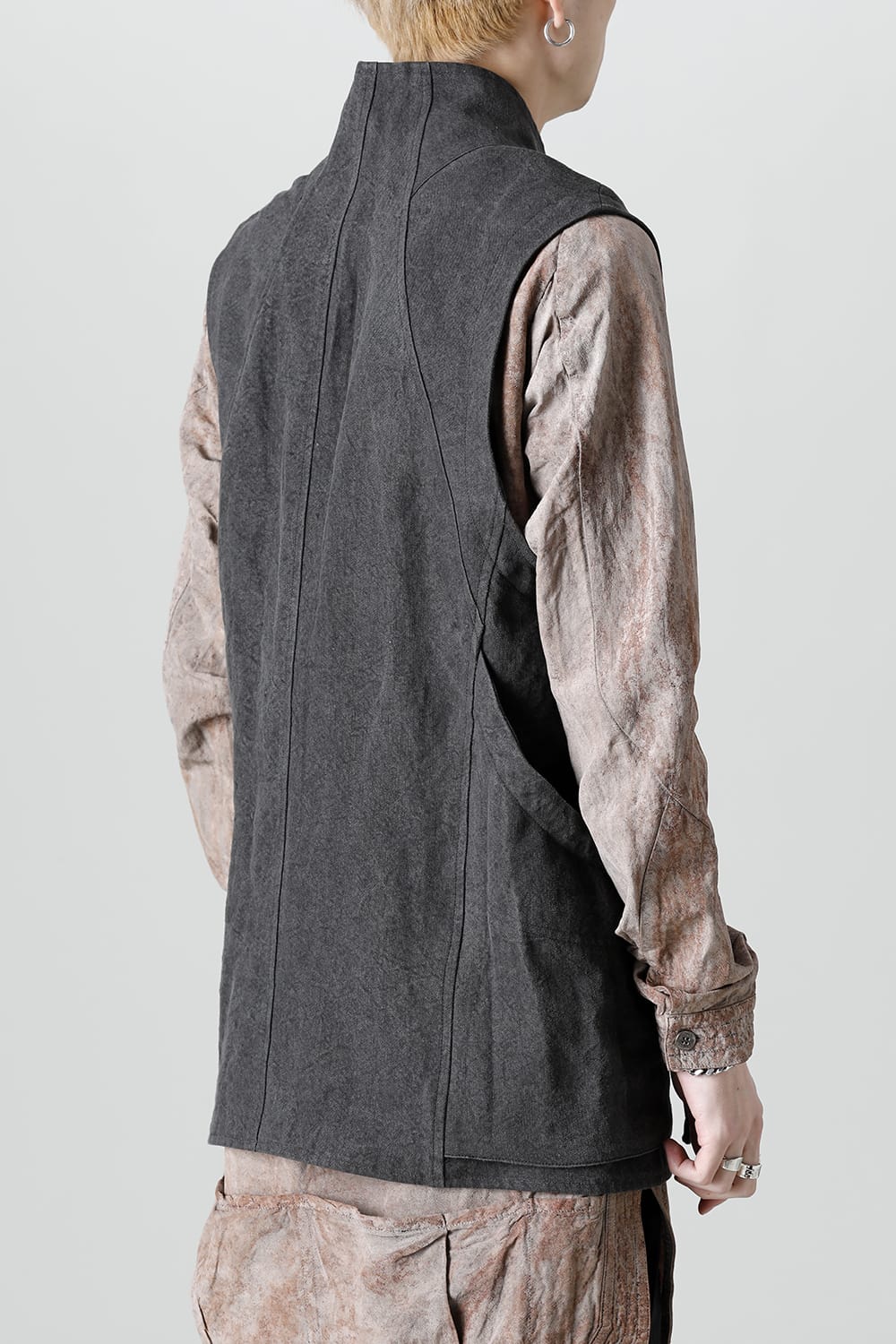 墨染和紙×リネン高密度ツイルベスト  ブラック