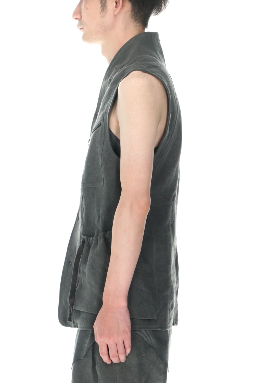 墨染和紙×リネン高密度ツイルベスト  チャコール