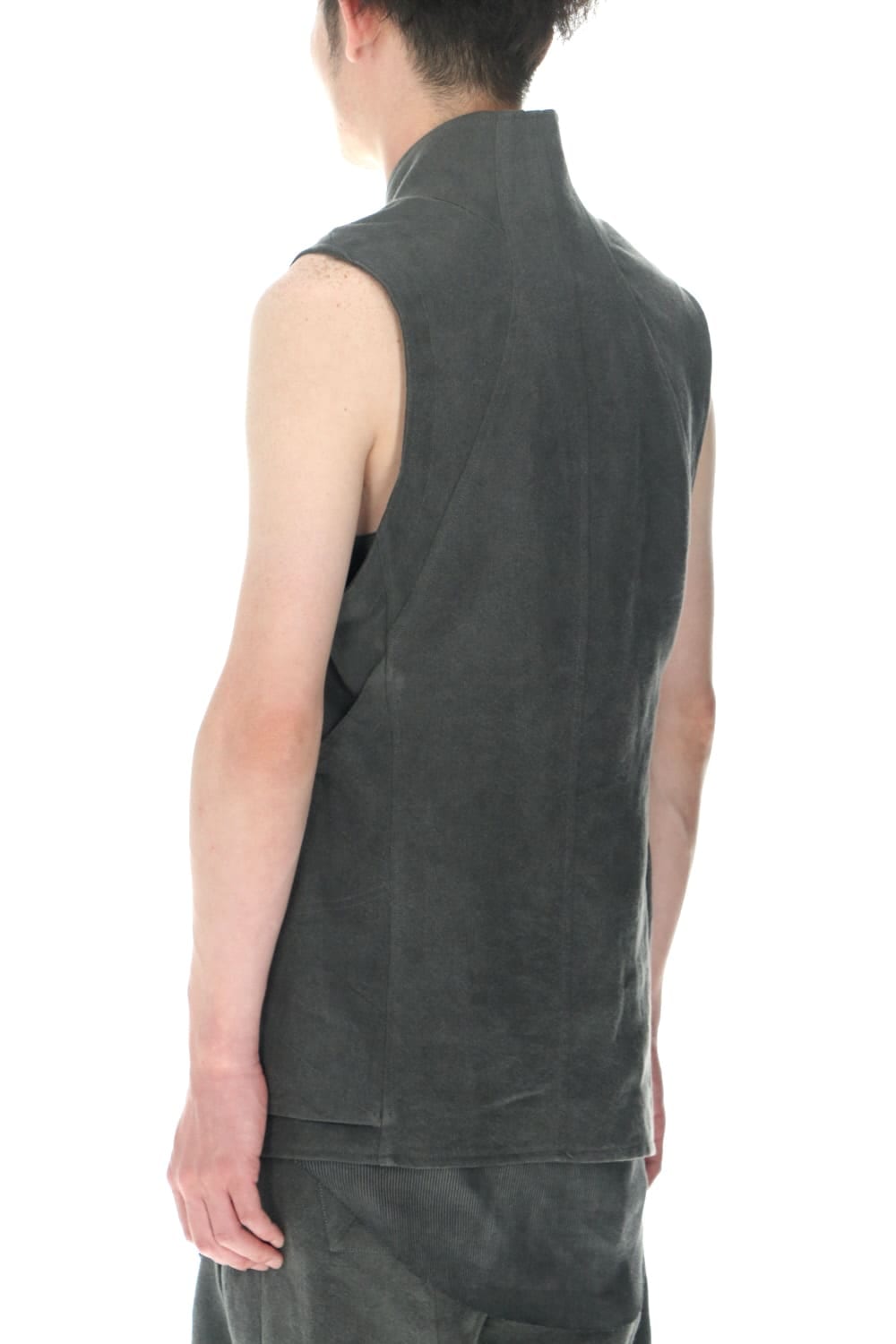 墨染和紙×リネン高密度ツイルベスト  チャコール