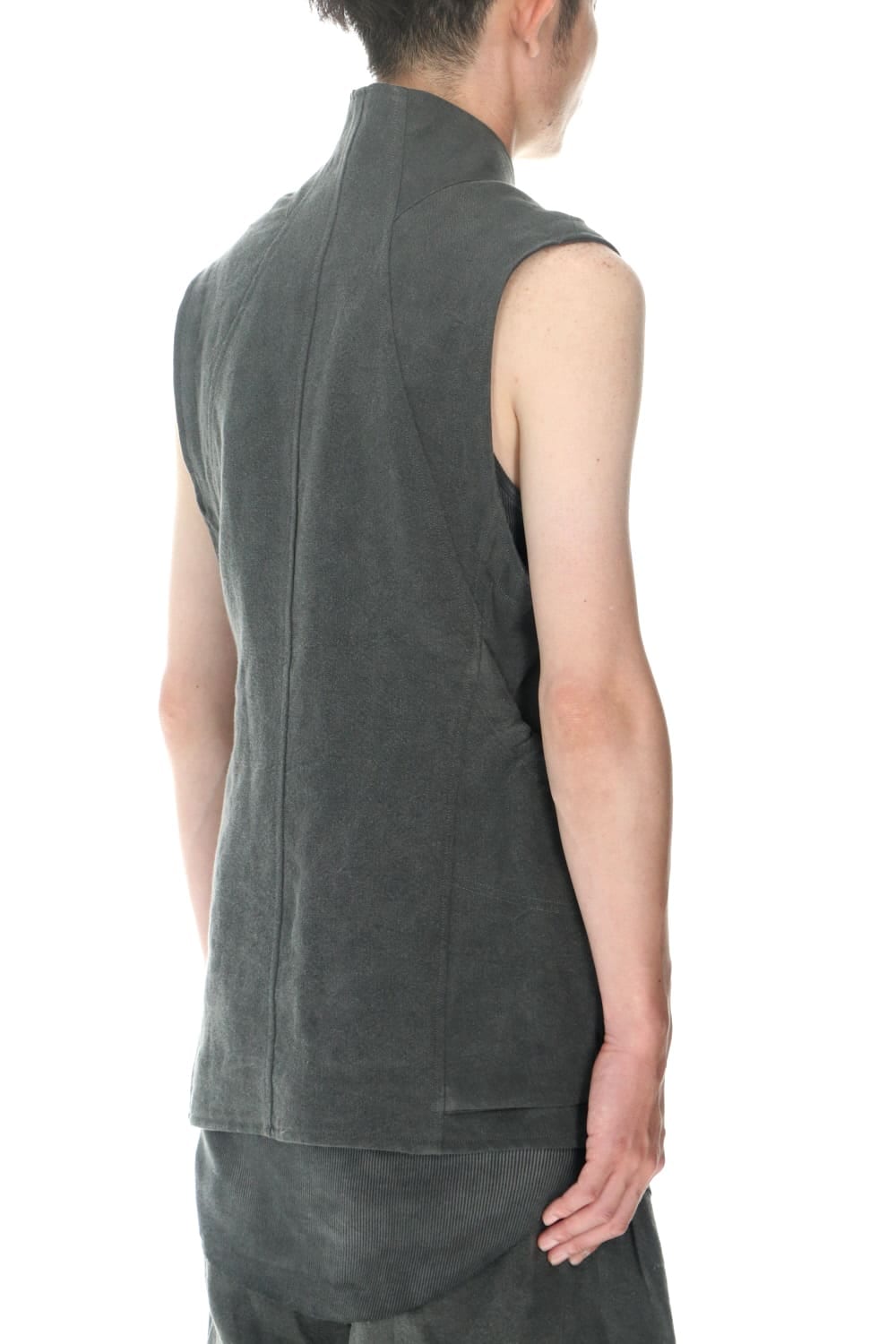 墨染和紙×リネン高密度ツイルベスト  チャコール