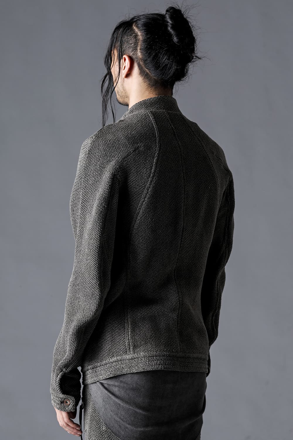 Washi×Cotton Tweed V-Neck Jacket Charcharcoal