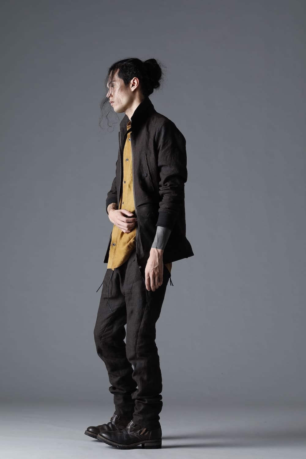 Mud Dyed Linen Multi Pocket Worker Jacket