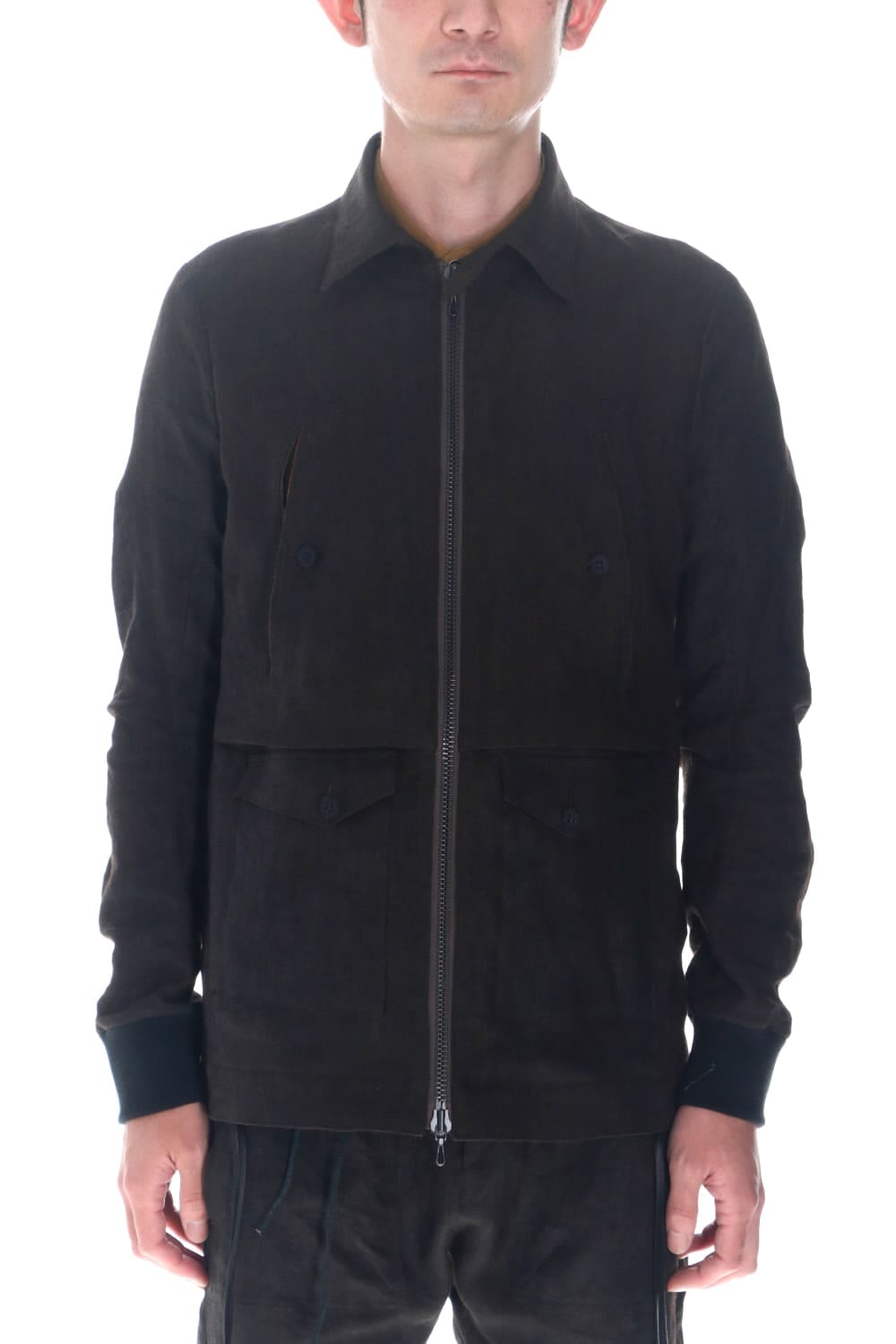 Mud Dyed Linen Multi Pocket Worker Jacket