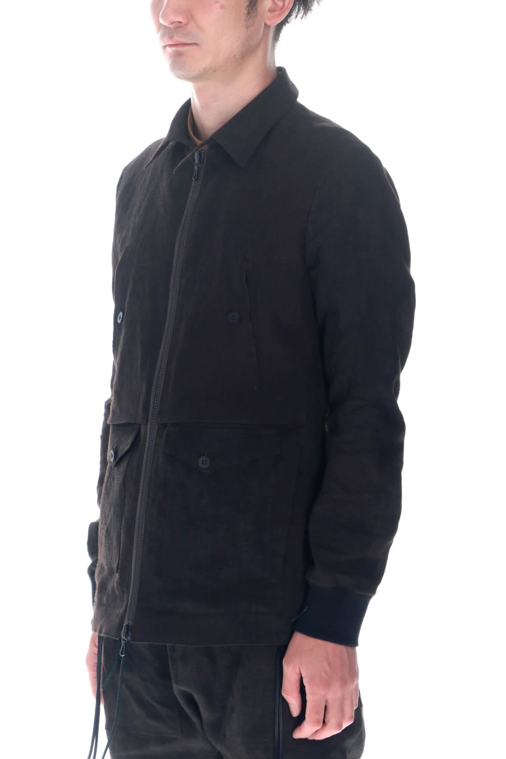 Mud Dyed Linen Multi Pocket Worker Jacket